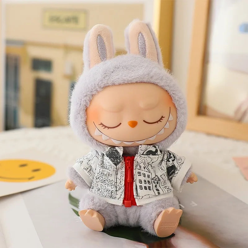 EZ For 1st 2nd 3rd Gen 17cm Labubu Tendencia Clothes Pendant Sitting Party Graffiti Strap Pants Hat Labubu Clothes