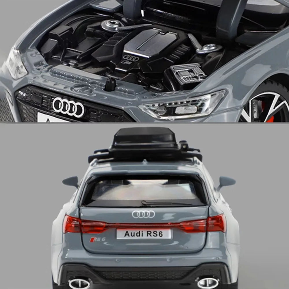 EZ 1/32 Audi RS6 Toy Car Model with Sound Light Doors Opened Alloy Diecast Model Vehicle Collection Toy for Boy Adult Festival Gift