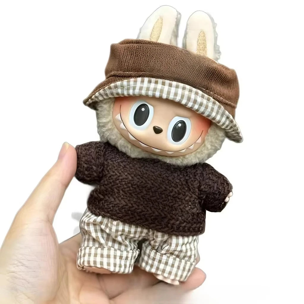 EZ Mini Plush Doll'S Clothes Outfit Accessories For Korea Kpop Exo 15-17cm Labubu Idol Overalls set Clothing Gift