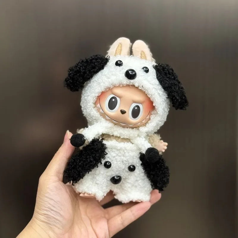 EZ Labubu Baby Clothes Plush Cartoon Pink Pig Set For 1st and 2nd Gen 17cm Labubu/Dora Vinyl Doll Outfit