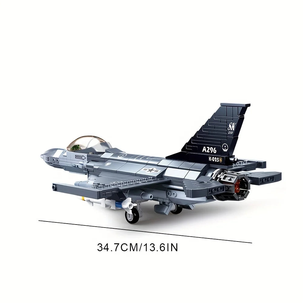 EZ Get Your Own F16 Fighter with 521pcs - Military Series Model Building Blocks Kit - Perfect Gift For Christmas Thanksgiving