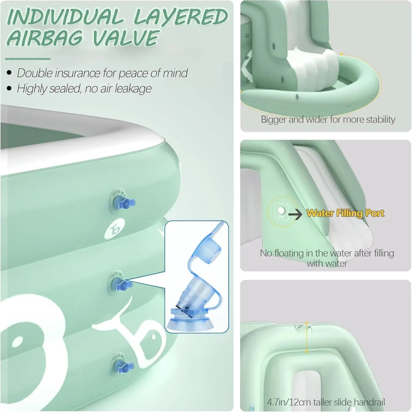 EZ Inflatable Pool with Canopy and Slide,Large Inflatable Swimming Pool for Persons,Family Pool for Backyard, Outdoor