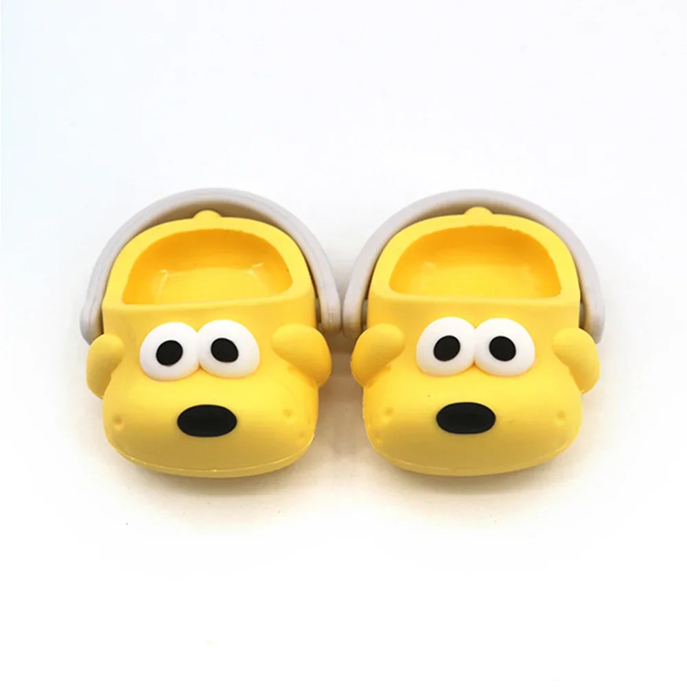 EZ Cartoon Rubber Slippers for Mini Labubu 17cm Vinyl Dolls Macaron Style