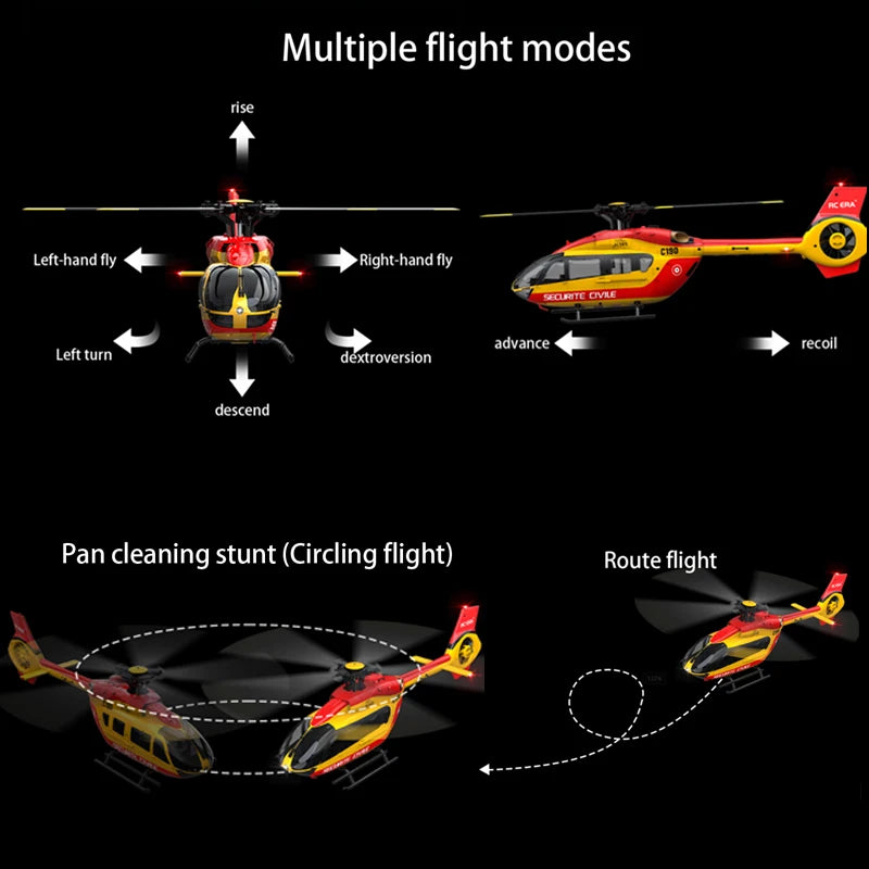 EZ RC ERA C190 1:30 H145 Scale 2.4G 6CH 6-Axis Gyro Optical Flow Localization Altitude Hold Flybarless RC Helicopter RTF