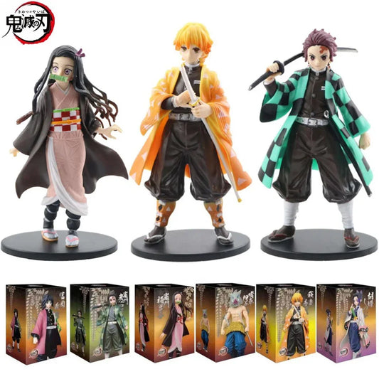 EZ Anime Figure Demon Slayer Figures Kimetsu No Yaiba Doll Tanjiro Nezuko Zenitsu Figurine Inosuke Warrior Action Figure Model Toys