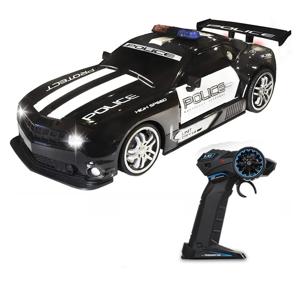 EZ 1/12 Big 2.4GHz Super Fast Police RC Car Remote Control Cars Toy with Lights Durable Chase Drift Vehicle toys for boys kid Child