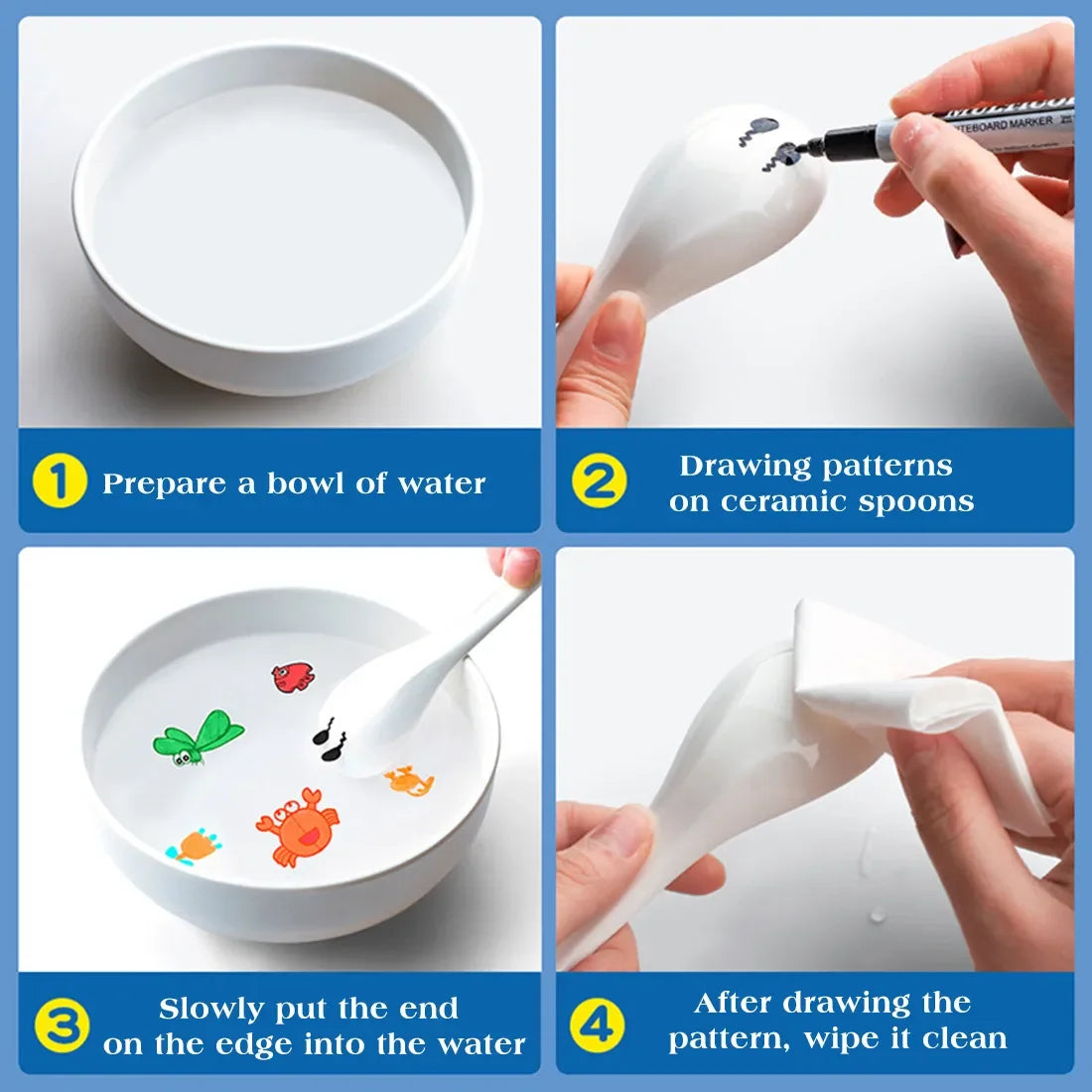 EZ Water Floating Pen Magical Ink Pens With Spoon Floating Color Water Painting Floating Chalk Art Graffiti Drawing Set For Kids