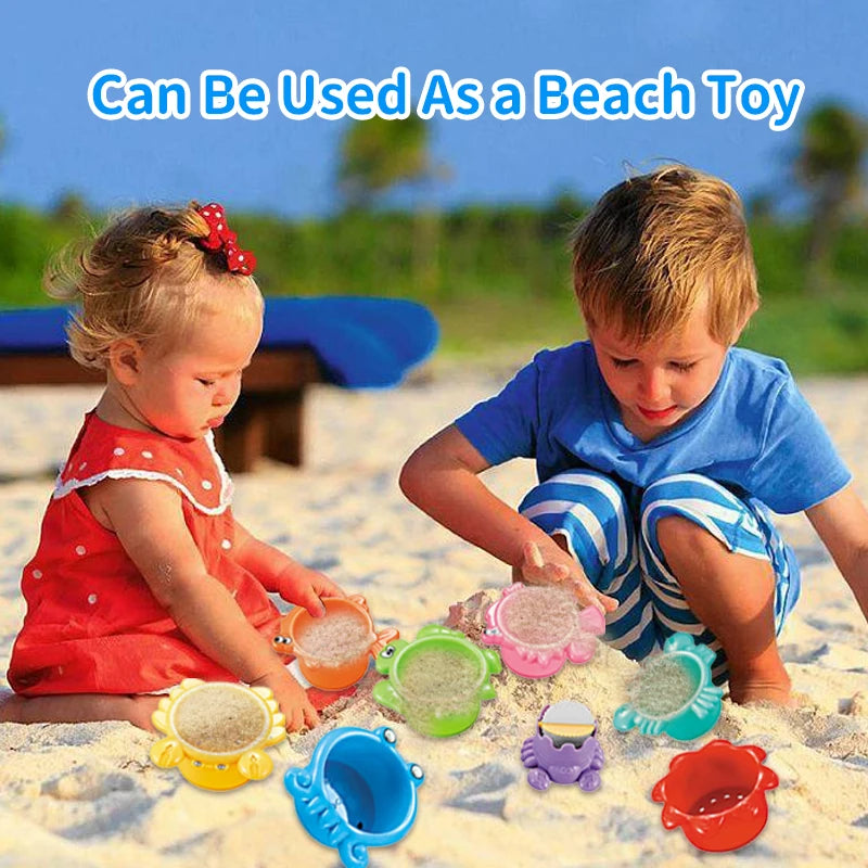 EZ Stacking Cup Bath Toys for Kids Colorful Folding Boat Shape Tower Early Educational Baby Toys Swimming Pool Beach Toys Gifts