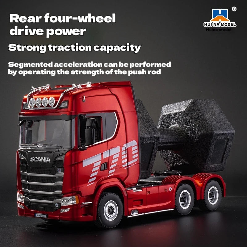 EZ Remote control engineering car Huina Scania 770S trailer head alloy car model children's toy four-wheel drive ratio 501D