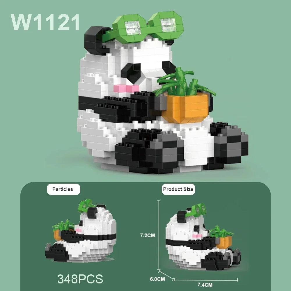 EZ Creative DIY Assemable Animal Cute MINI Chinese Style Animal Panda Building Block Educational Boy Toys For Children Model Bricks