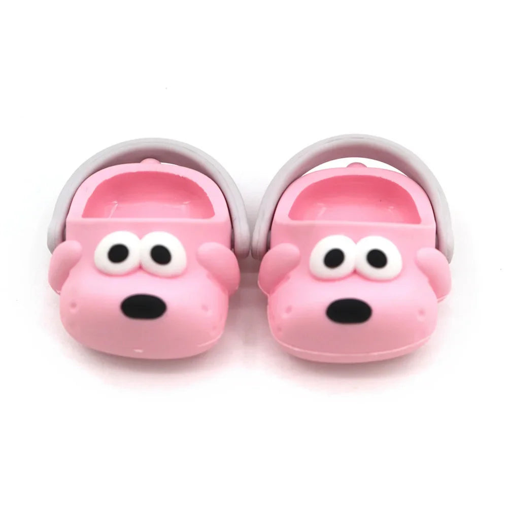 EZ Cartoon Rubber Slippers for Mini Labubu 17cm Vinyl Dolls Macaron Style