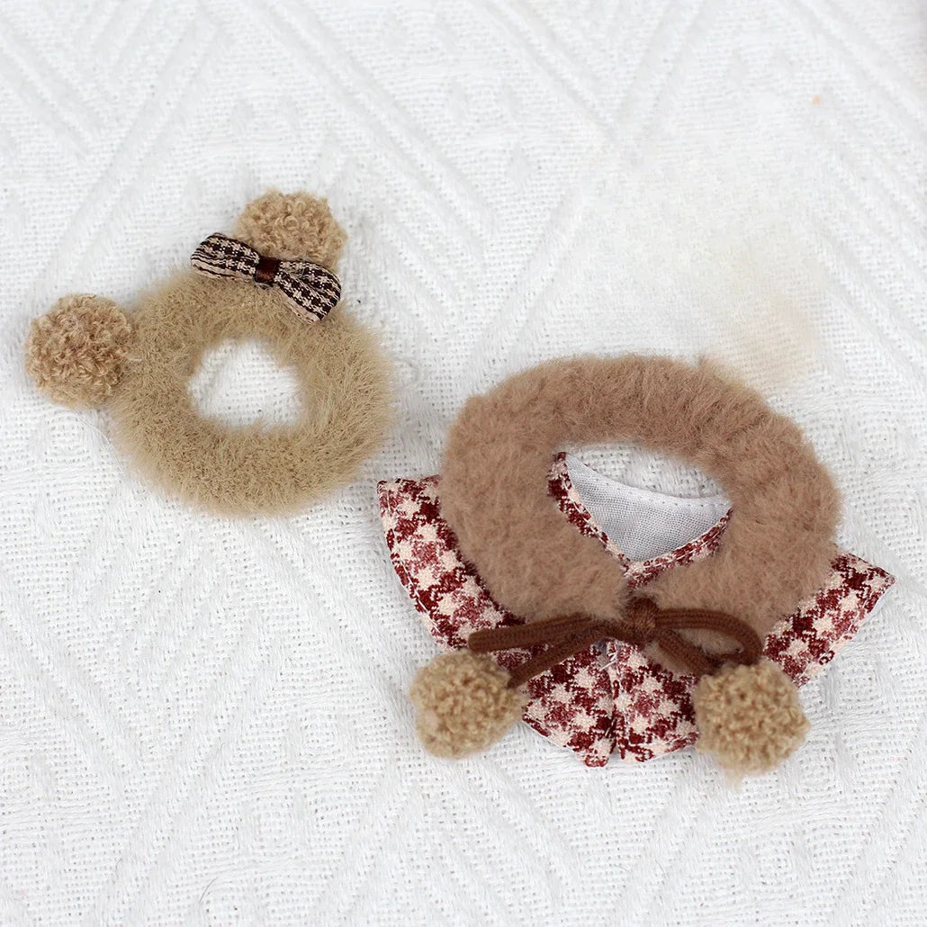 EZ Mini Doll'S Clothes Outfit Accessories For Korea Kpop Exo 15-17cm Labubu Classic Grid Style Dress Cloak Set Beret Clothing Gift