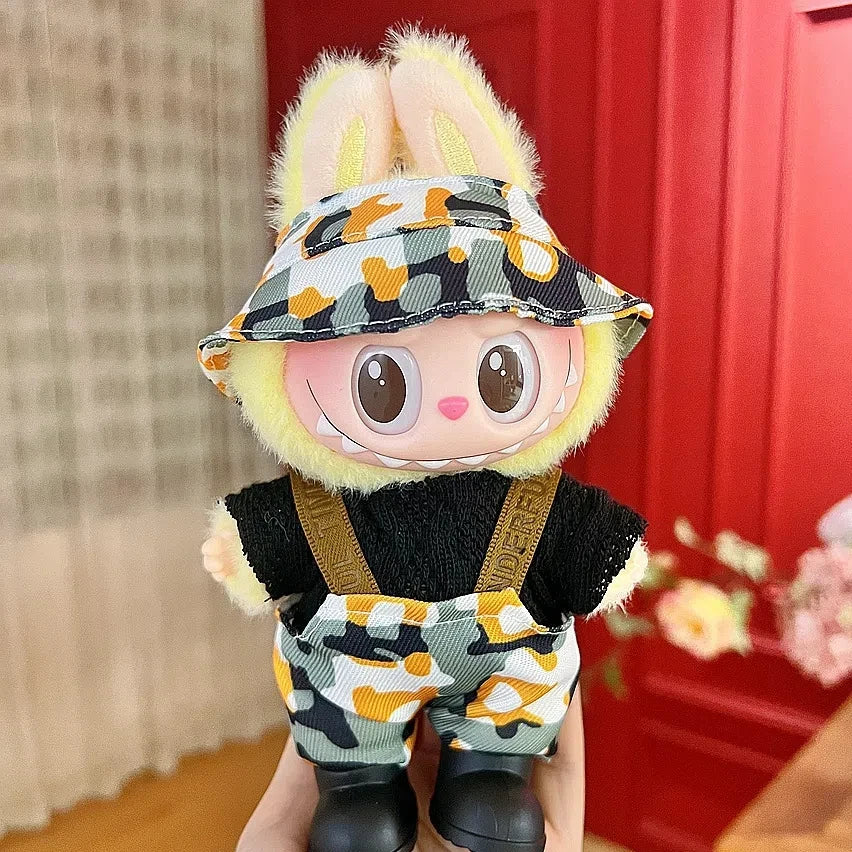 EZ 17cm Mickey Mini Costume Suitable Toy V3 for Labubu Clothes Korean Kpop Idol Pink Bright Silk Bow Princess Dress Birthday Gift