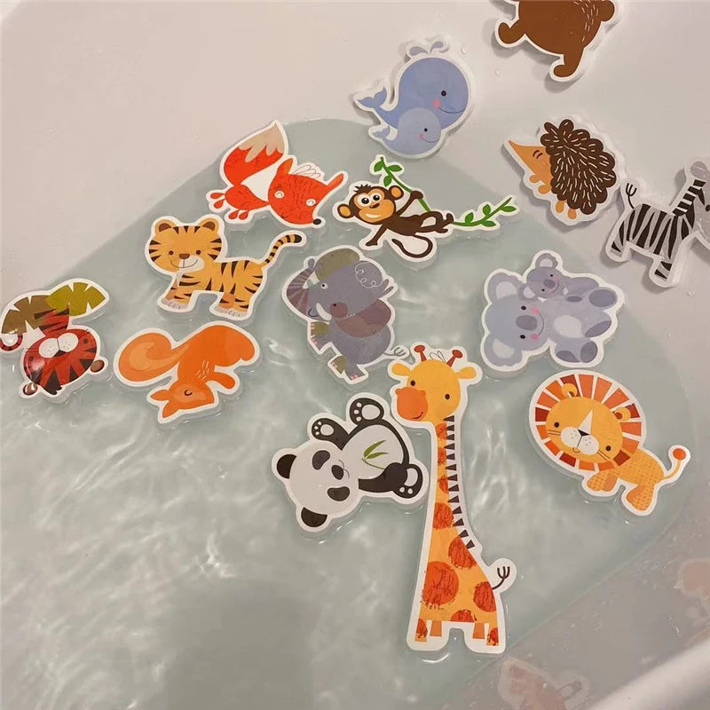 EZ Baby Toy Animal Bath Toys for Kids Soft EVA Paste Bathroom Toys Animal Cognitive Floating Water Toys for Boys Girls 2 to 4 Years