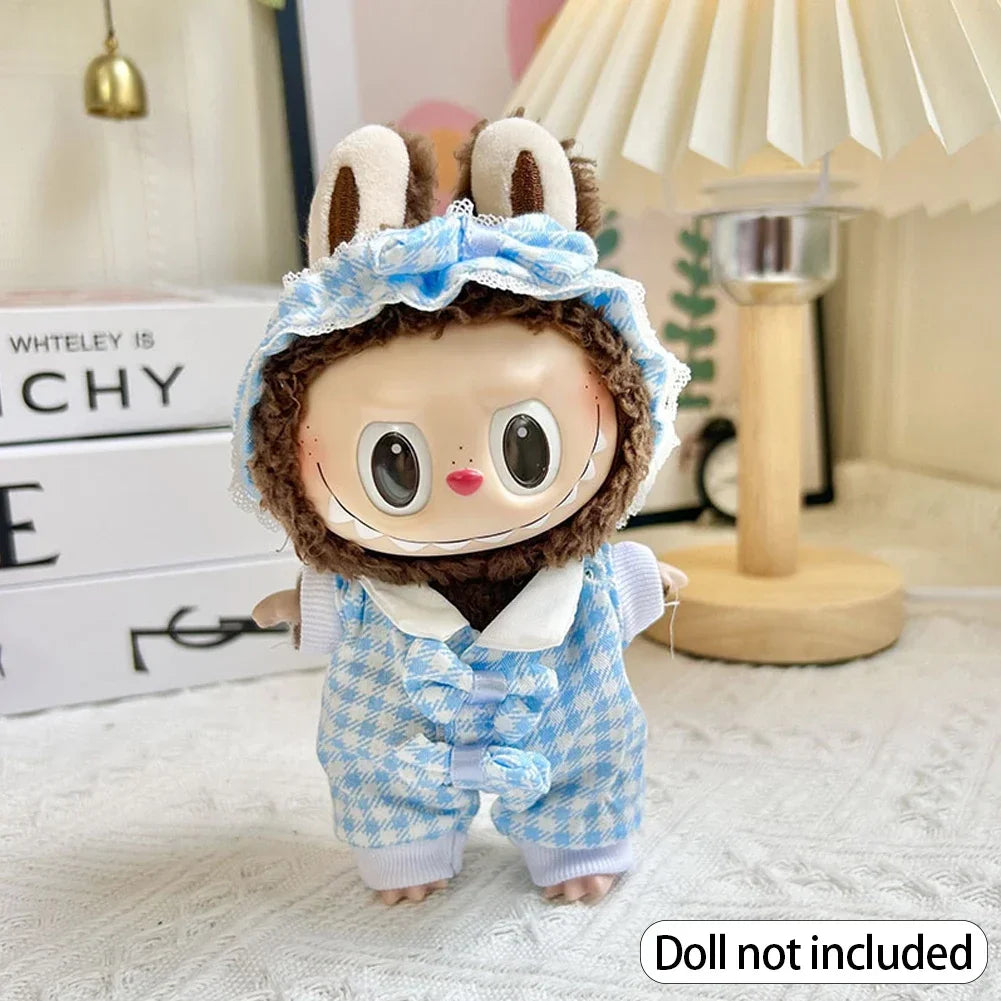 EZ Ropa Labubu For 15/17cm Labubu Doll Quilt and Pajama Set Three-piece Set Cosy Baby Bed Home Warmth Toy Girl Gift