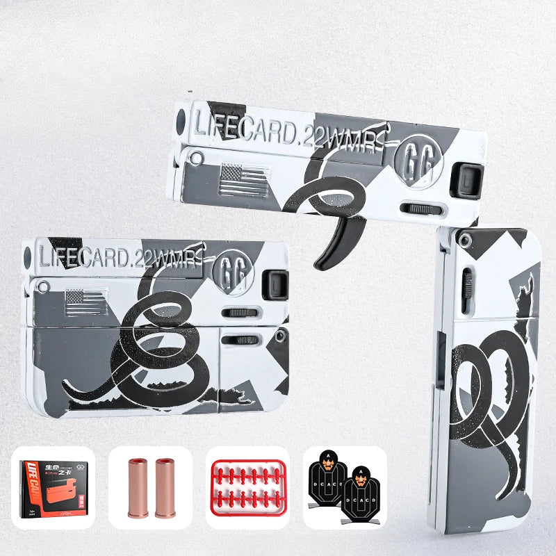 EZ 2.0 Upgraded Lifecard Alloy Folding Toy Blaster Shooting Model For Adults Kids Boys Birthday Gifts