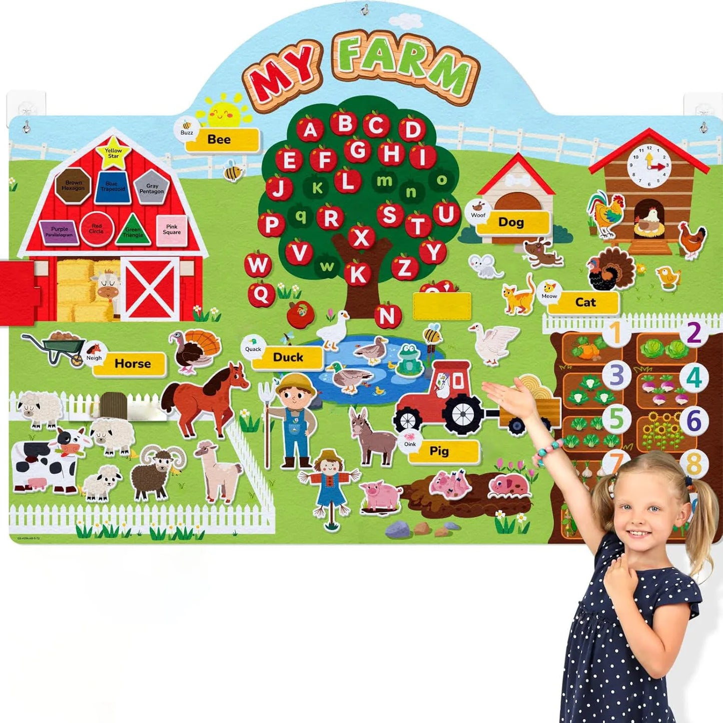 EZ Farm Animals Felt Story Board Set Storytelling Early Learning Interactive Play Kit Wall Hanging Puzzle Toys for Toddlers Gifts