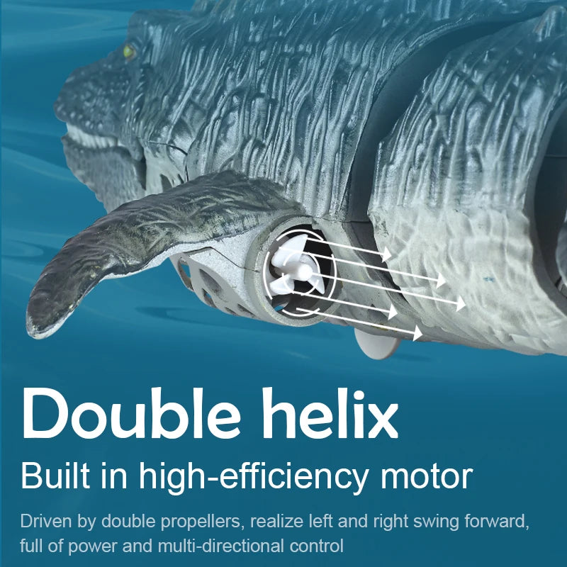 EZ 2.4G Remote Control Dinosaur Boat RC Mosasaurus Dinosaur Pool Water Outdoor Toys for Boys and Girls Kids Birthday Gifts