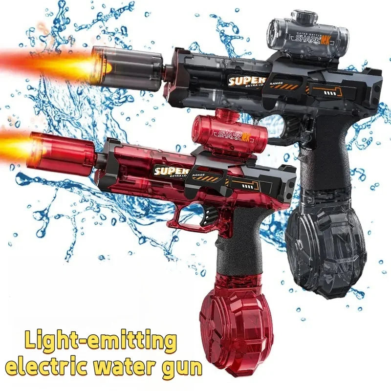 EZ New Electric Water Gun With light Sprays Flame Effect Continuously High-pressure High-speed Powerful Outdoor Water Gun Toys