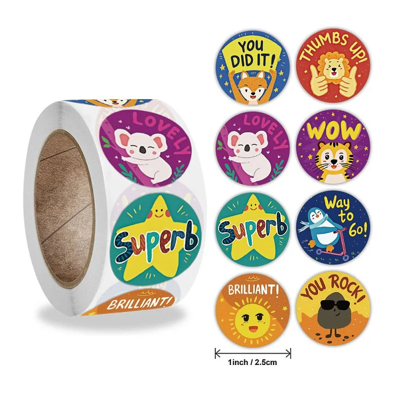 EZ 100-500pc Stickers Rolling Animal Roll Stickers Small Cute Game Sticker DIY Gift Sealing Label Decoration