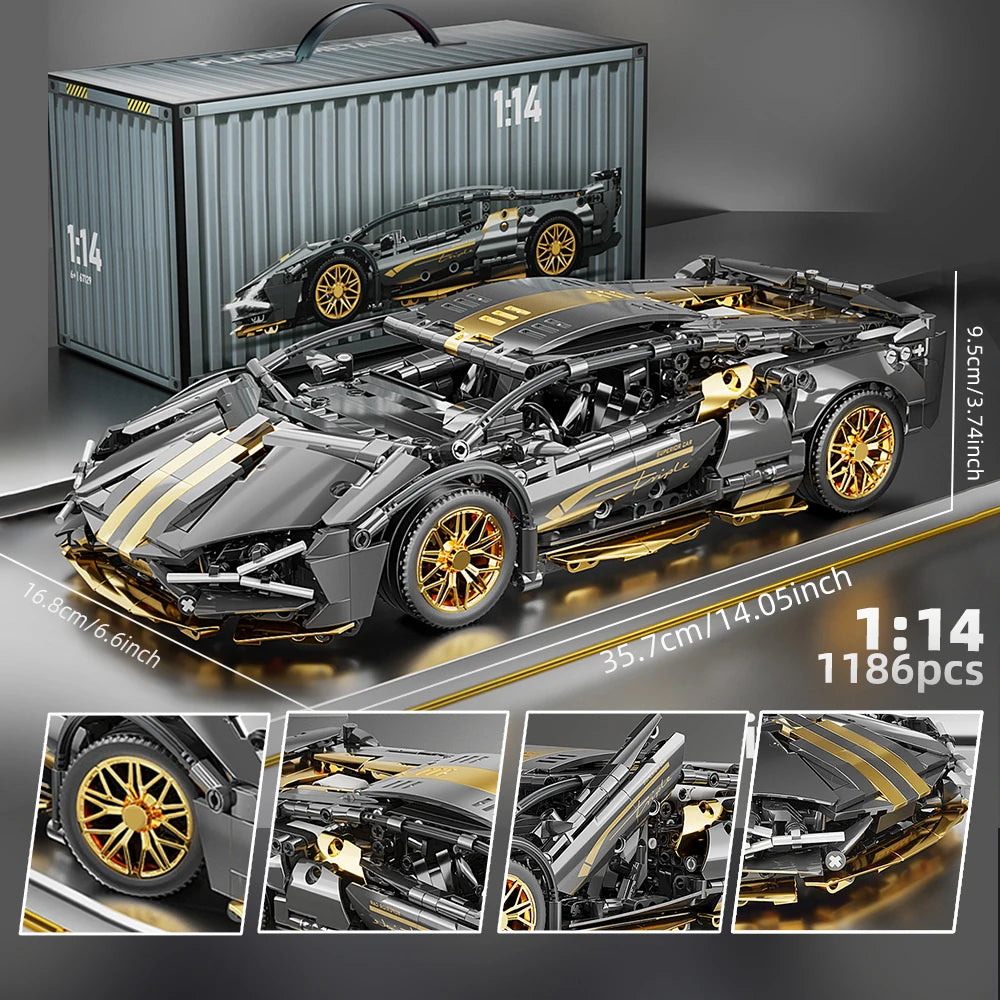 EZ ToylinX 1:14 Building Blocks Car MOC City Speed Car Luxury Auto Racing Vehicle with Super Racers Bricks Toys for Children Gift