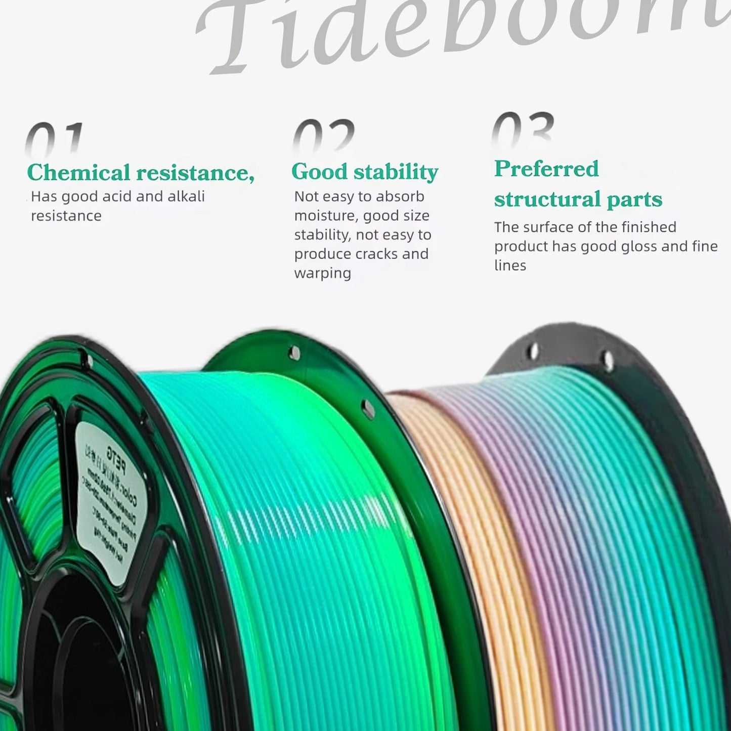 EZ Tideboom PETG Filament 3D Printing Materials 1KG Eco-Friendly 3D Printer Petg Filament  Good Toughness Colorful Petg 필라멘트