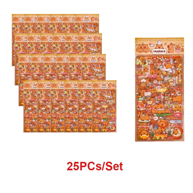 EZ 6PCs Kawaii Capybara Stickers Cartoon Stickers for DIY Hand Account Album Diary Decoration Stickers Aesthetic Stationery Gifts