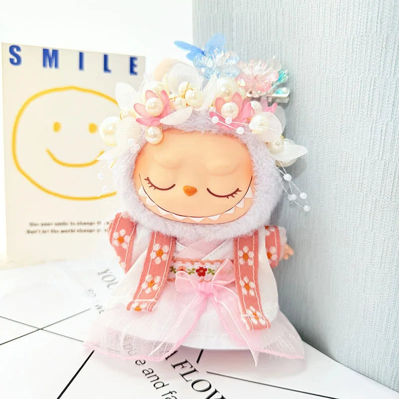 EZ 17cm Labubu Doll Clothes Chinese Style Hanfu Suit Ancient Costume Outfit Set
