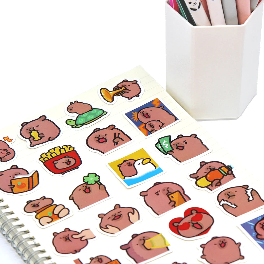 EZ 10/50/100pcs Capybaras Stickers Cartoon Cute Decals Toy Stationery Guitar Phone Bicycle Laptop Luggage Car Graffiti Kids Sticker