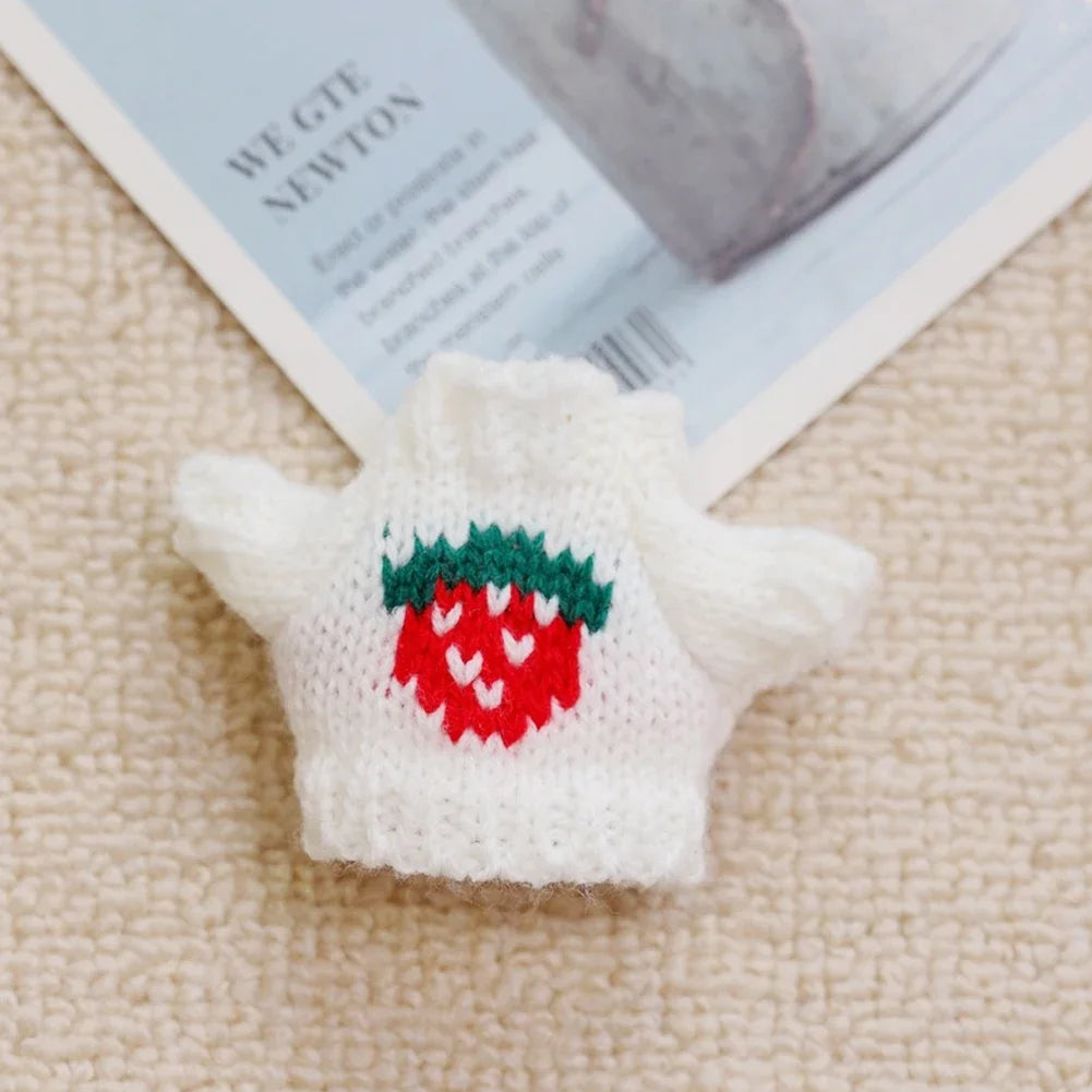 EZ Mini Doll'S Clothes Outfit Accessories For Labubu for Elf doll Knitted Christmas Love twisted solid Santa sweater Clothing