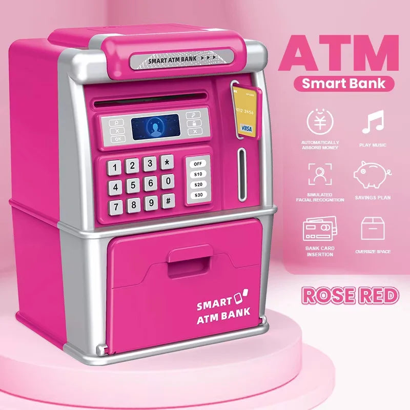 EZ Children ATM Automatic Deposit Teller Machine Toy Smart Password Swipe Card Saving Box Kids Electronic Piggy Bank Christmas Gift
