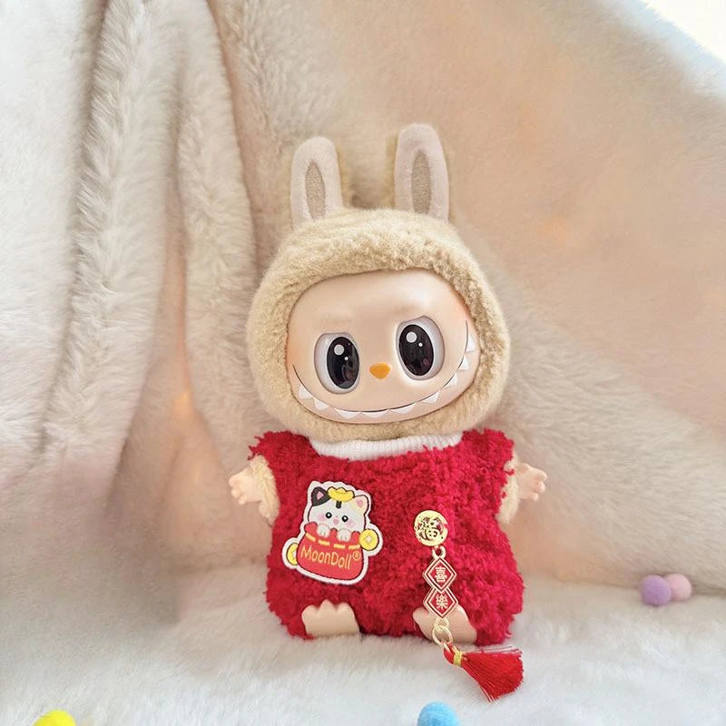 EZ For Labubu 1st 2nd generation outfit clothes New Year's and Spring Festival antique Hanfu vinyl pendant for Labubu clothes