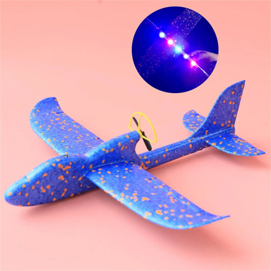 EZ Electric Foam Plane Glider Hand Throw Airplane with LED Light Automatic Flight Planes Outdoor Kids Toys for Children Boys Gifts