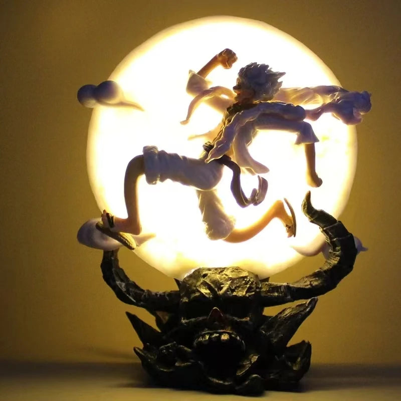 EZ 14cm One Piece Anime Figure Moon Fairy Nika Monkey D Luffy Gear 5 With Moon Light Action Figure Statue Model Collection Toys