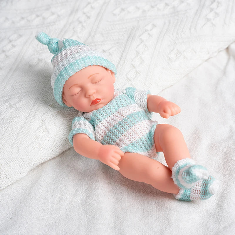 EZ New Soft Vinyl Reborn Dolls 20cm Baby Reborn Toys Waterproof Vinyl Bebe Doll Cute Mini Reborn Baby Doll For Girls Birthday Gift