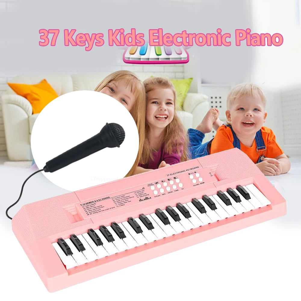 EZ 37 Keys Kids Electronic Piano with Microphone Educational Toys Musical Instrument for Kids Toddlers Boys Girls Birthday Gift