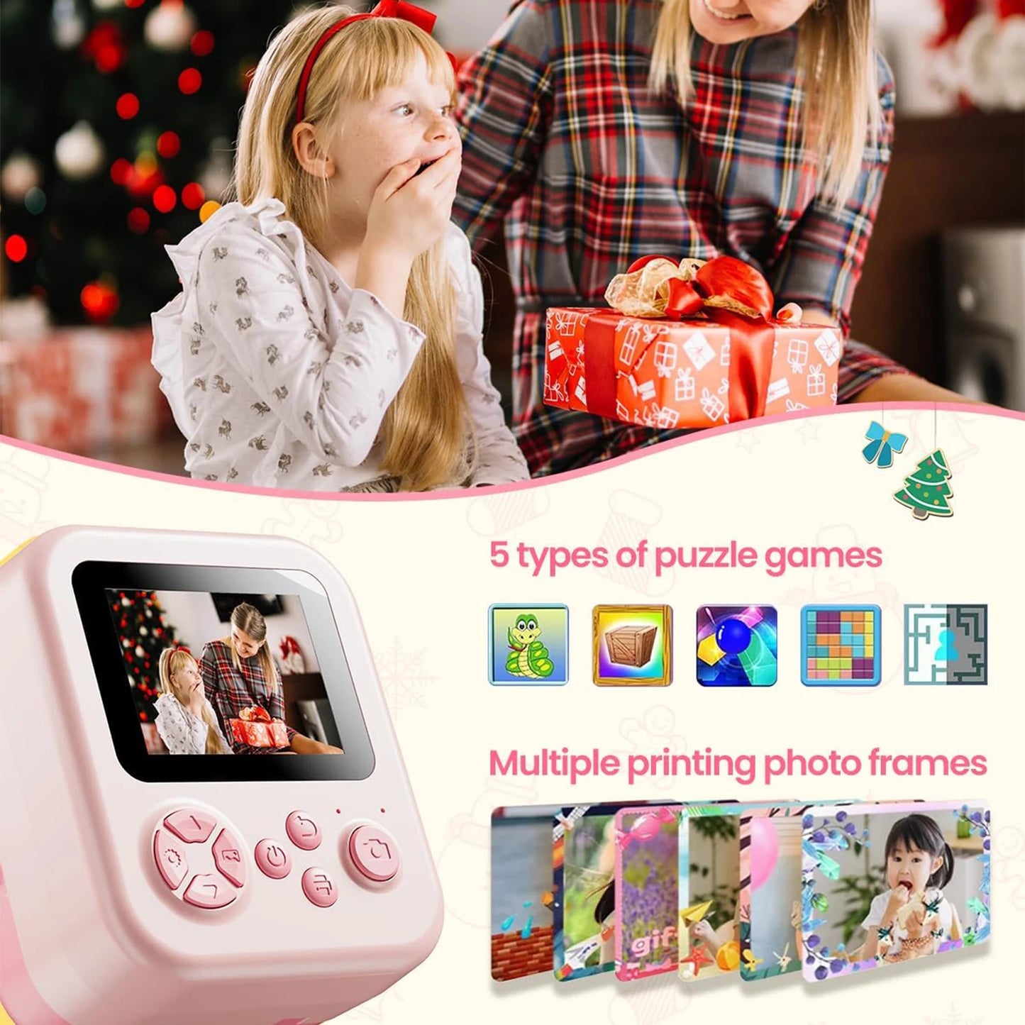 EZ Bluetooth Kids Camera Instant Print Photo 1080P Mini Toddler Camera for Boys Girls DIY Instant Print Toys With 32G SD Card