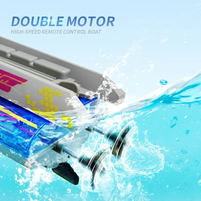 EZ 2.4G Remote Control Boat Children Toy Electric Stunt Speedboat with Lights High Speed RC Race Boat Yacht Electric Ship Water Toy