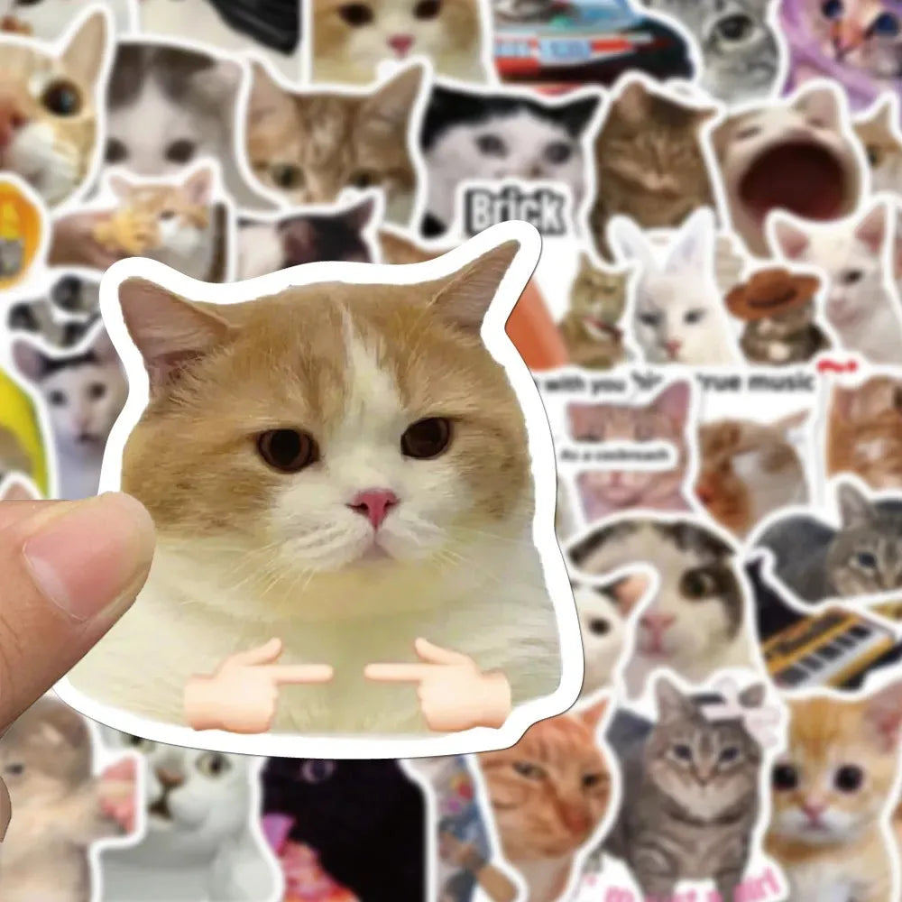 EZ 10/30/50pcs Creative Network Popular Funny Cat Meme Graffiti Stickers DIY Laptop Phone Case Cartoon Decoration Sticker Kids Toys