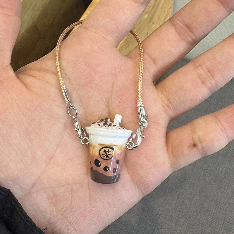 EZ Doll house dollhouse mini simulation milk tea cup For Ropa labubu doll accessories miniature scene pendant