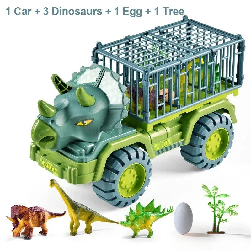 EZ Boys Car Toys Dinosaur Truck Transport Carrier Vehicle Dino Animal Model Tyrannosaurus Rex Truck Game Children Birthday Gifts