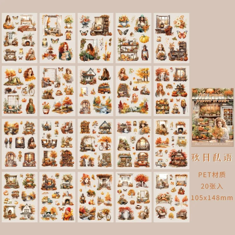EZ 20pcs PET Stickers Season Series PET Decorative Stickers DIY Diary Girls Scrapbooking Material Decor Album Stationery Stickers