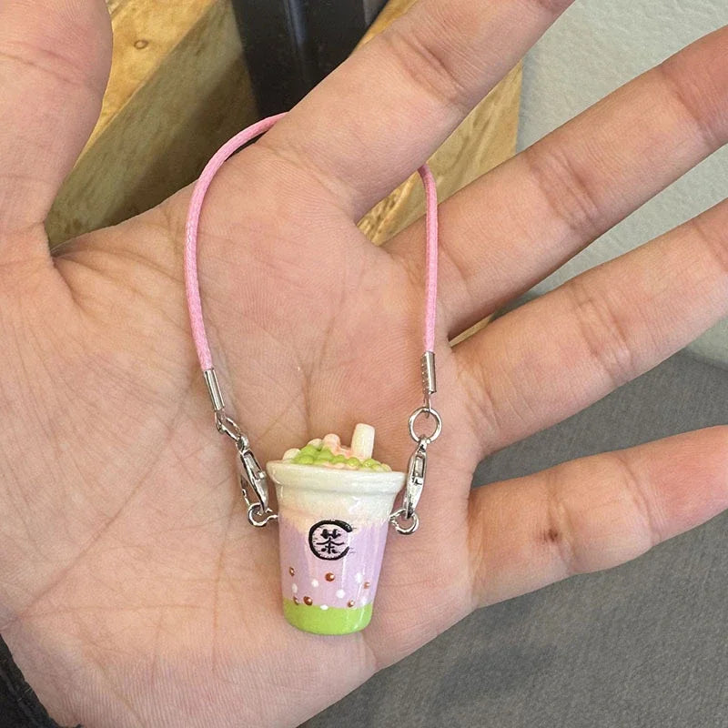 EZ Doll house dollhouse mini simulation milk tea cup For Ropa labubu doll accessories miniature scene pendant