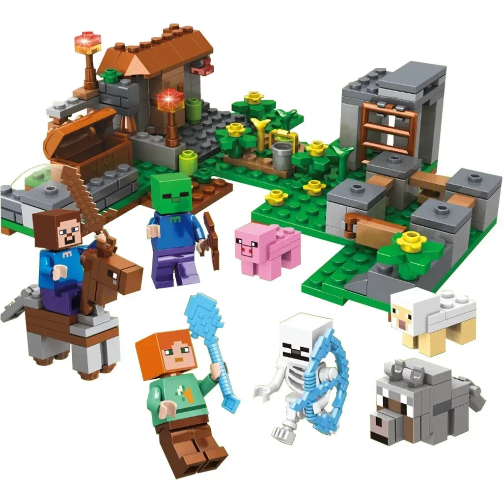 EZ TreeHouse Village Farm Cave Mine Alex Zombie Action Figures Building Blocks Toys Gift for Children