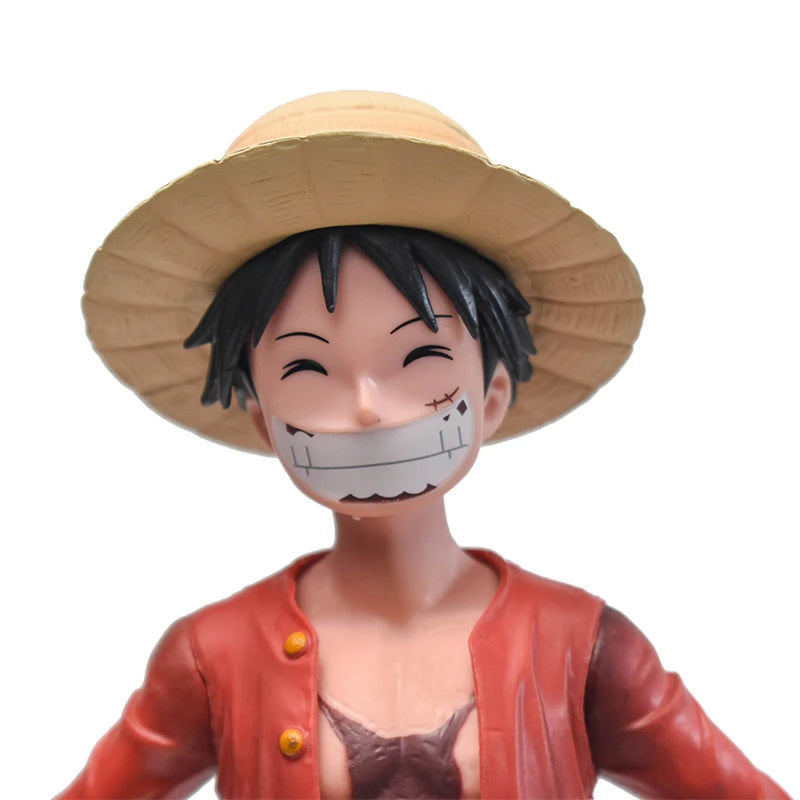 EZ 28cm One Piece Monkey D Luffy Anime Figure Toys Confident Smiley Luffy Three Form Face Changing Action Figurine PVC Model Dolls