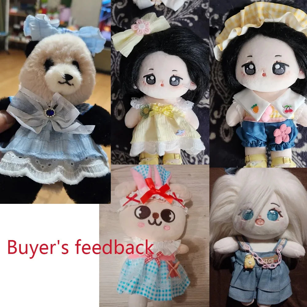 EZ 20cm Cotton Doll Clothes With Headwear Bow Headband Accessories Plush Dolls Dresses Skirt Decoration for EXO Idol Doll Accessory