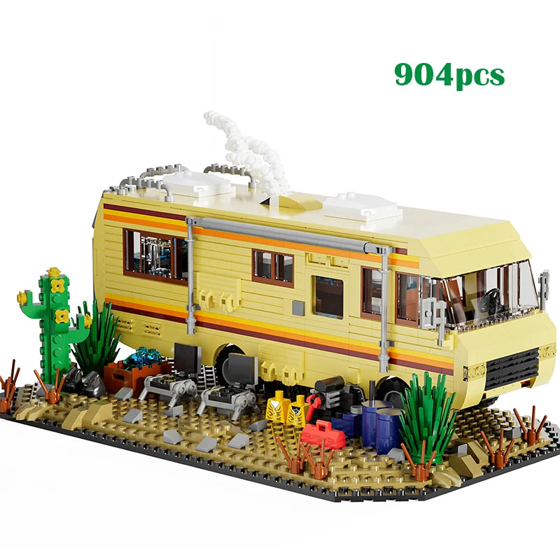 EZ Technical Breaking Bad RV Adventure Camper Bus Car Model Building Blocks Fit Car Vehicle Assemble Bricks Toys For Boys Avid Fans