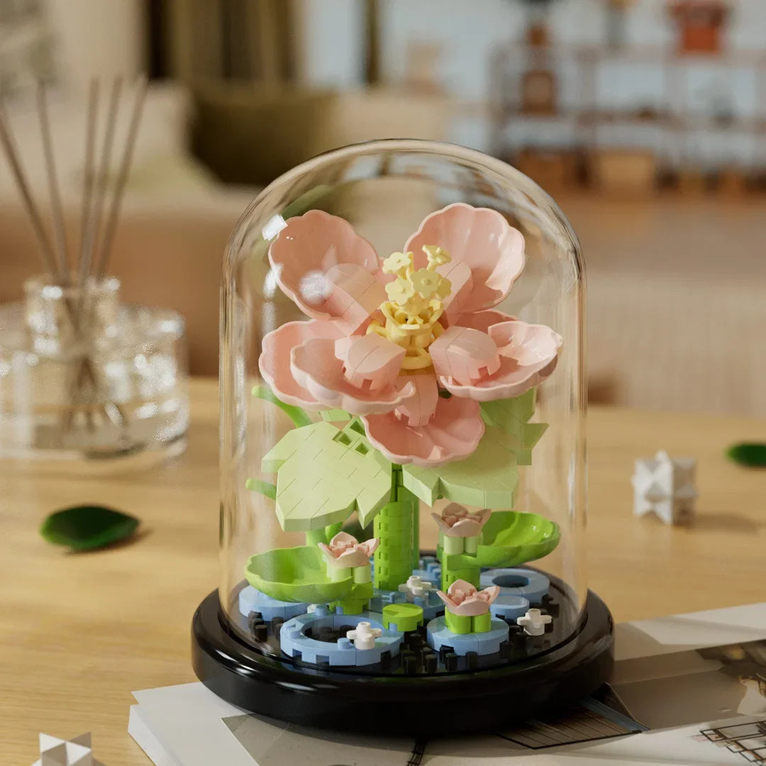 EZ Flower Bouquet Bonsai Building Blocks Artificial Plastic Plant Dust Cover Micro Model Home Decoration Toy For Kid Birthday Gift