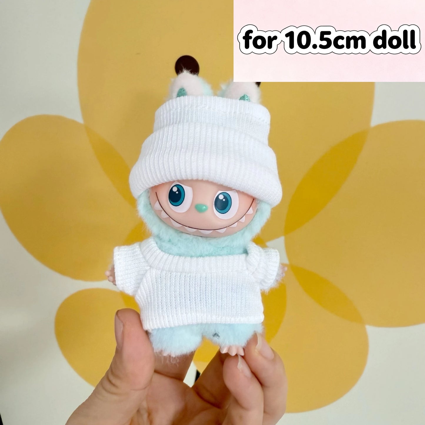 EZ For 17cm/10.5cm Labubu 4.0/3.0 Accessories Doll Clothes Heartbeat Long Eared Furry Rabbit Costume Cartoon Dress Up Labubu Outfit