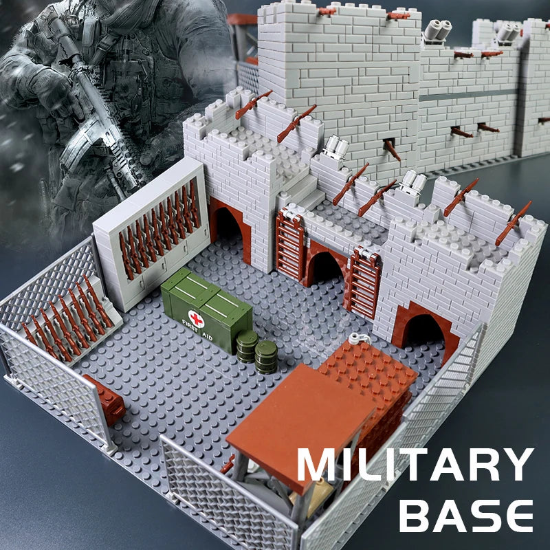 EZ MOC Military Base Building Blocks Weapons House Blocks Toys for Boys Compatible Classic Army Guns Accessories Bricks Kids Toys